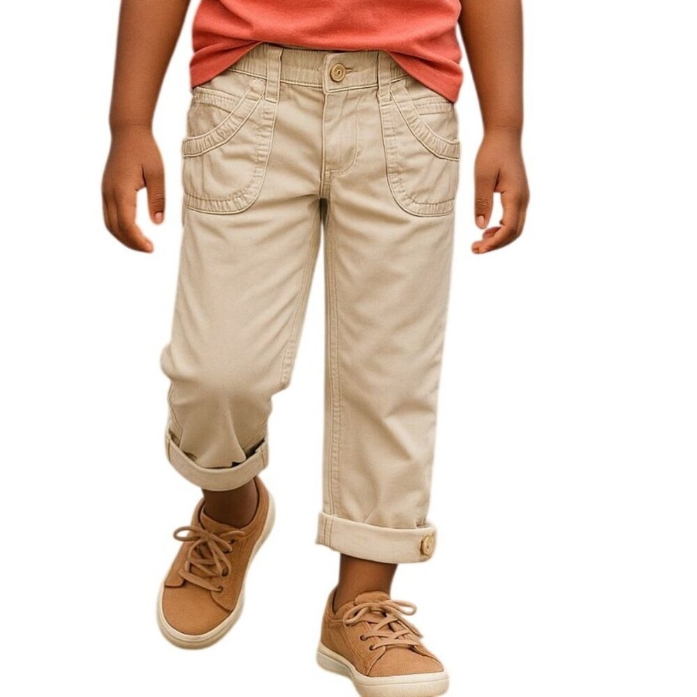 Children’s Place Size 5 Cargo Pants Girls Beige Convertible Adjustable Waist